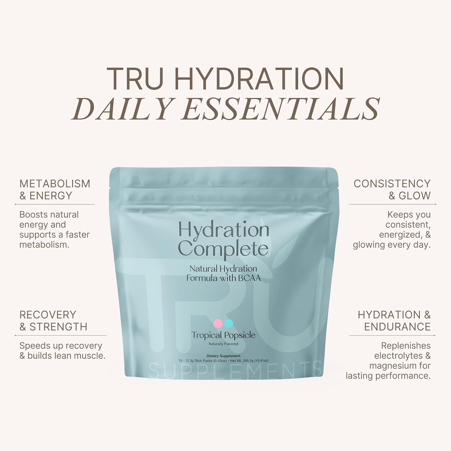 Hydration Complete BCAA, Plant Based Amino Acids + Pink Himalayan Salt, Electrol