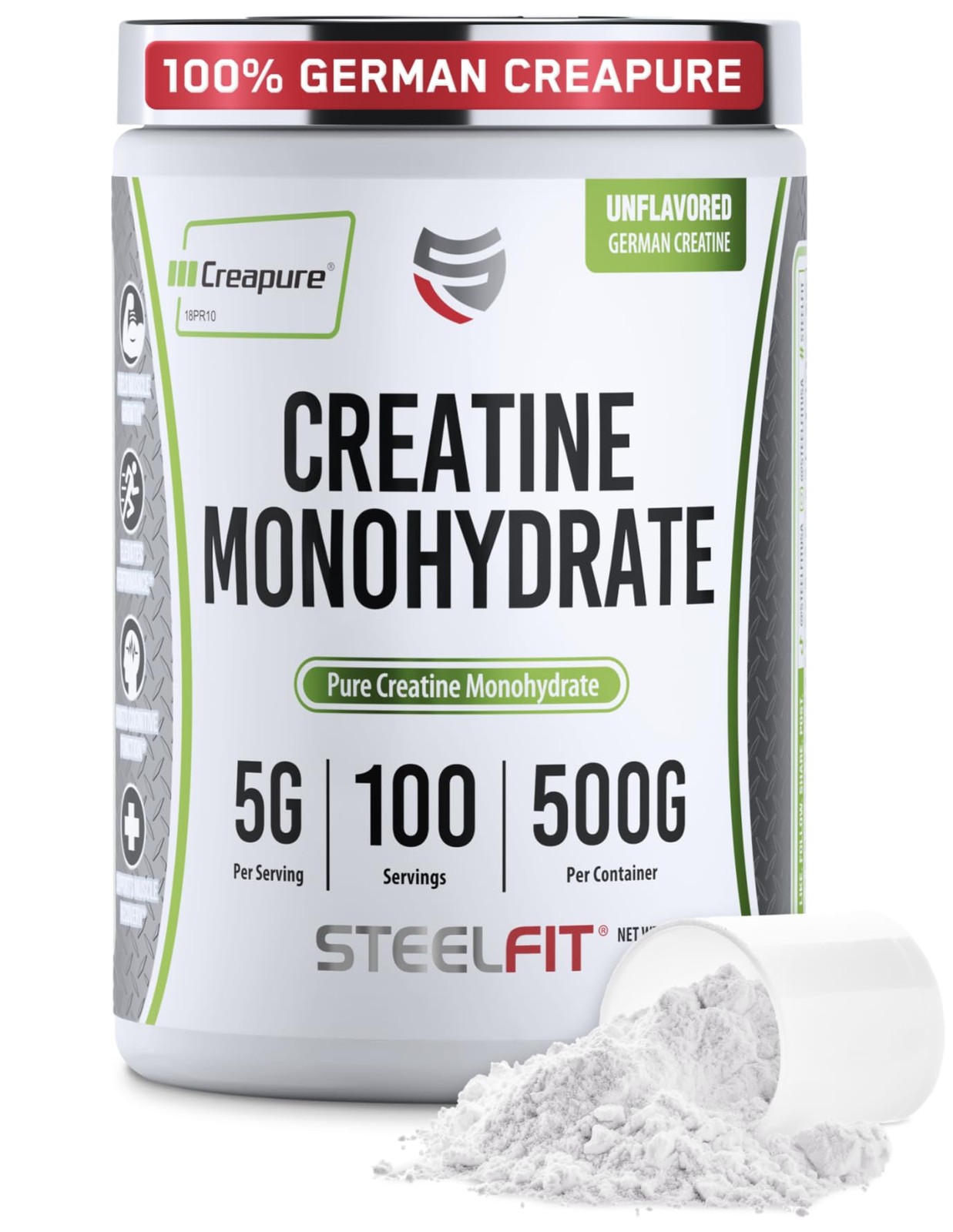 SteelFit Creapure Creatine Monohydrate Powder Unflavored – German Micronized …