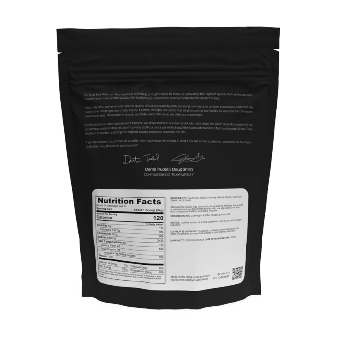 True Nutrition Pea Protein Isolate Powder, French Vanilla, 2 Lb