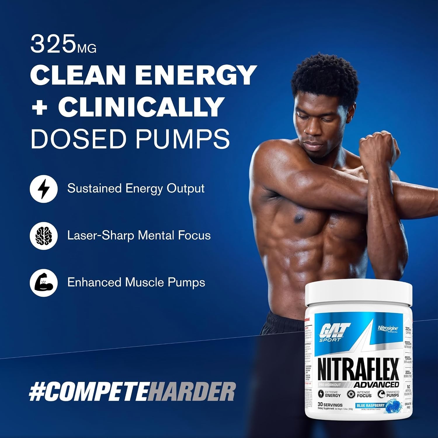 Blue Raspberry Nitraflex Pre-Workout Powder – Boost Energy & Focus, 30 Servings