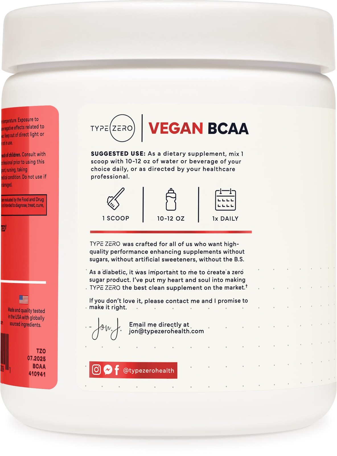 Type Zero Ultra Clean Vegan BCAA Powder + Electrolytes (Hawaiian Punch | 6G) 2:1