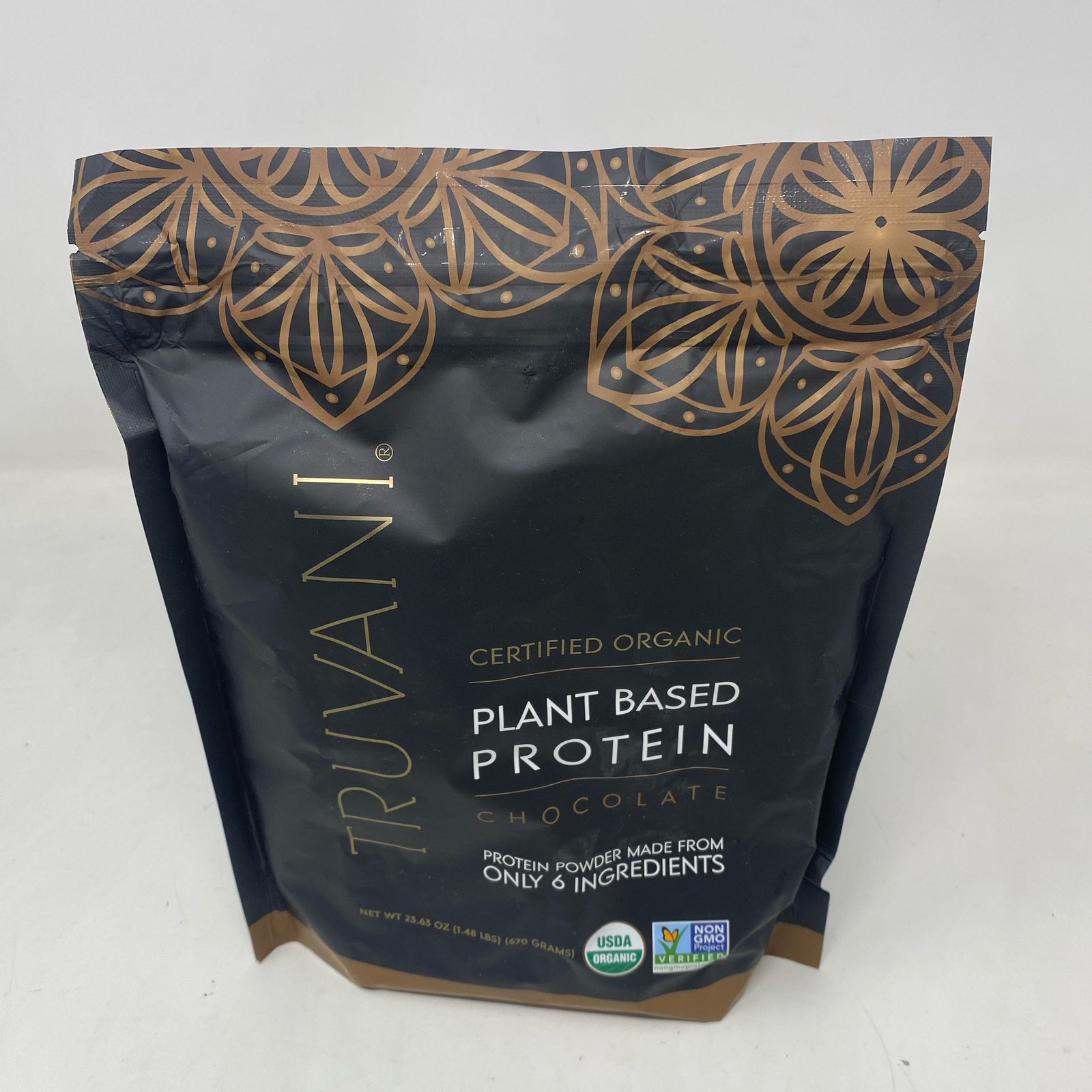 Truvani Organic Plant-Based Protein Powder Chocolate 23.63oz Bag