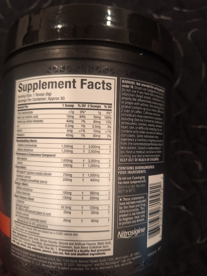 MuscleTech Pre-Workout Powder, Vapor X5 blue razz freeze 9.40 oz. 03/2027