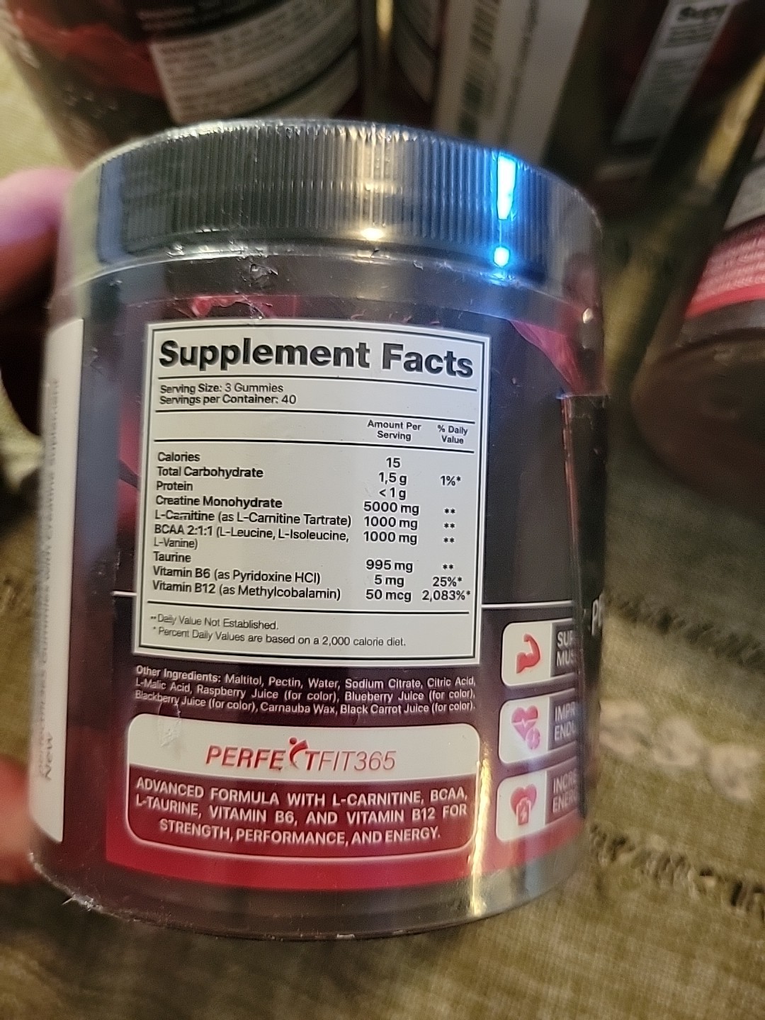 9 x PerfectFit365 Creatine Monohydrate Gummies 8000 MG. Sugar Free
