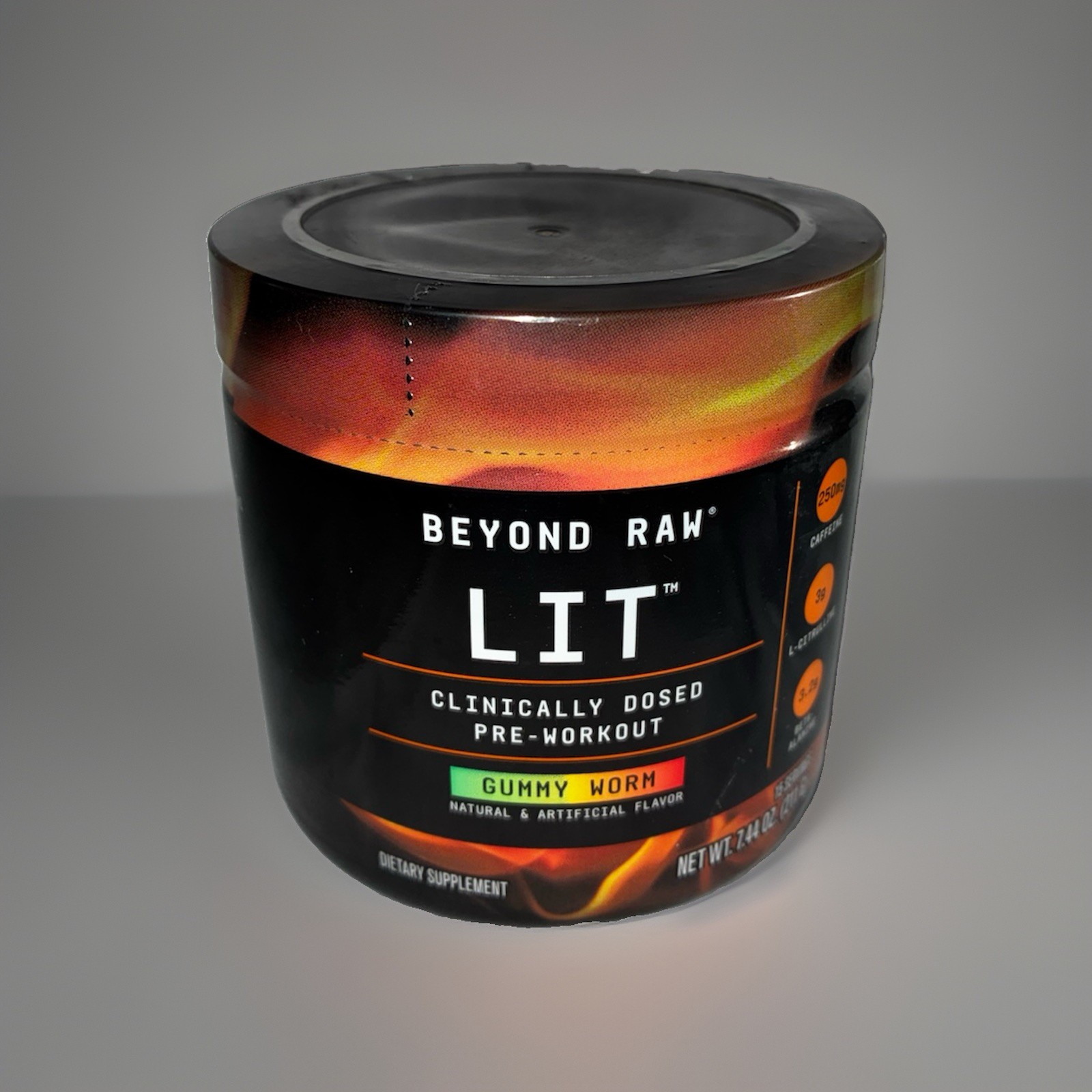 Beyond Raw LIT Pre-Workout Powder Gummy Worm, Caffeine + L-Citrulline