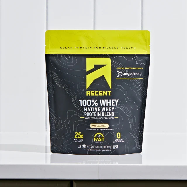 Ascent 100% whey Protein Powder Vanilla 2 lb | 29 Servings | 25g Whey Protein |