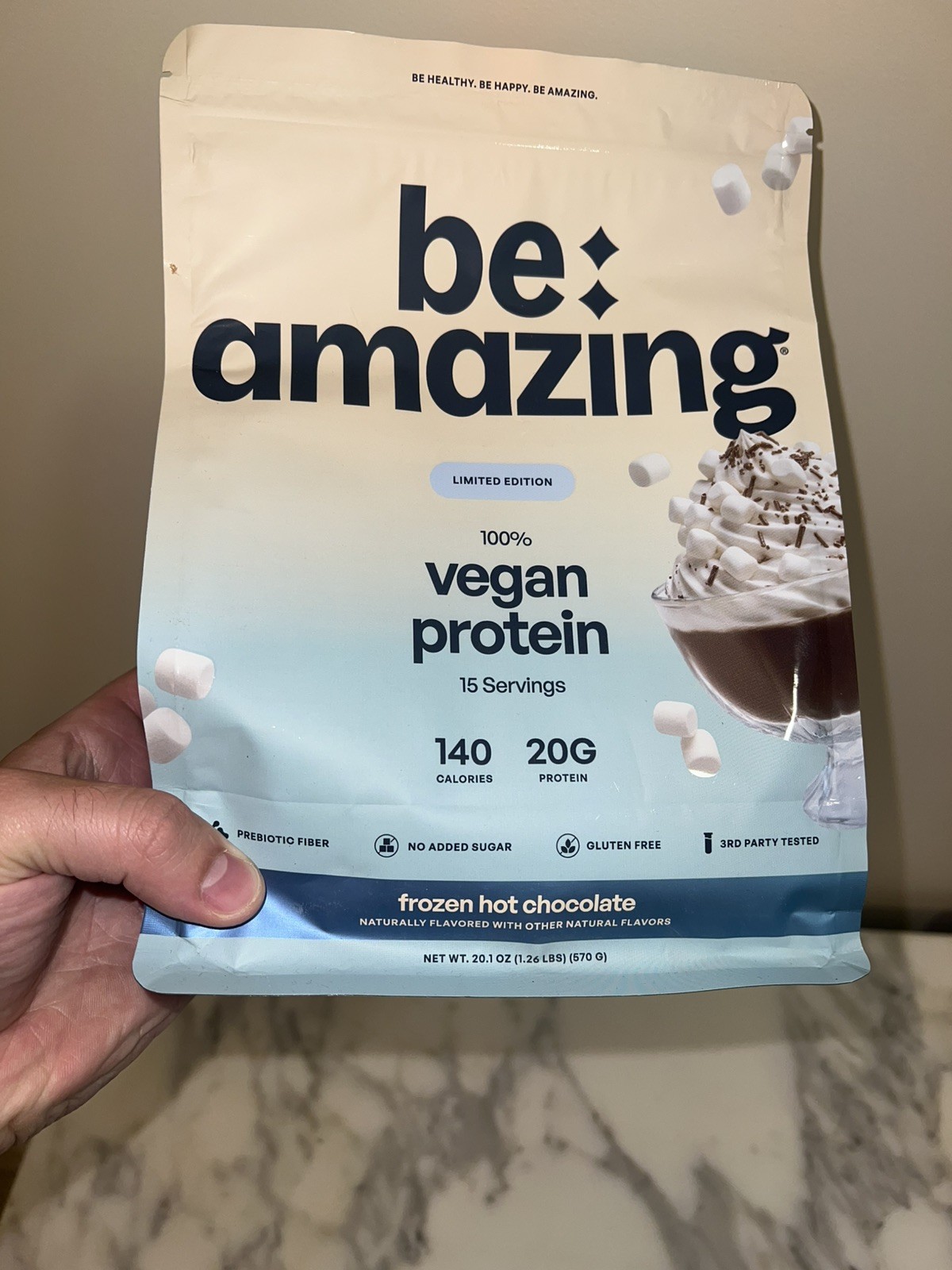 Be Amazing Vegan Plant-Based Protein Powder – Frozen Hot Chocolate – 15 Servings