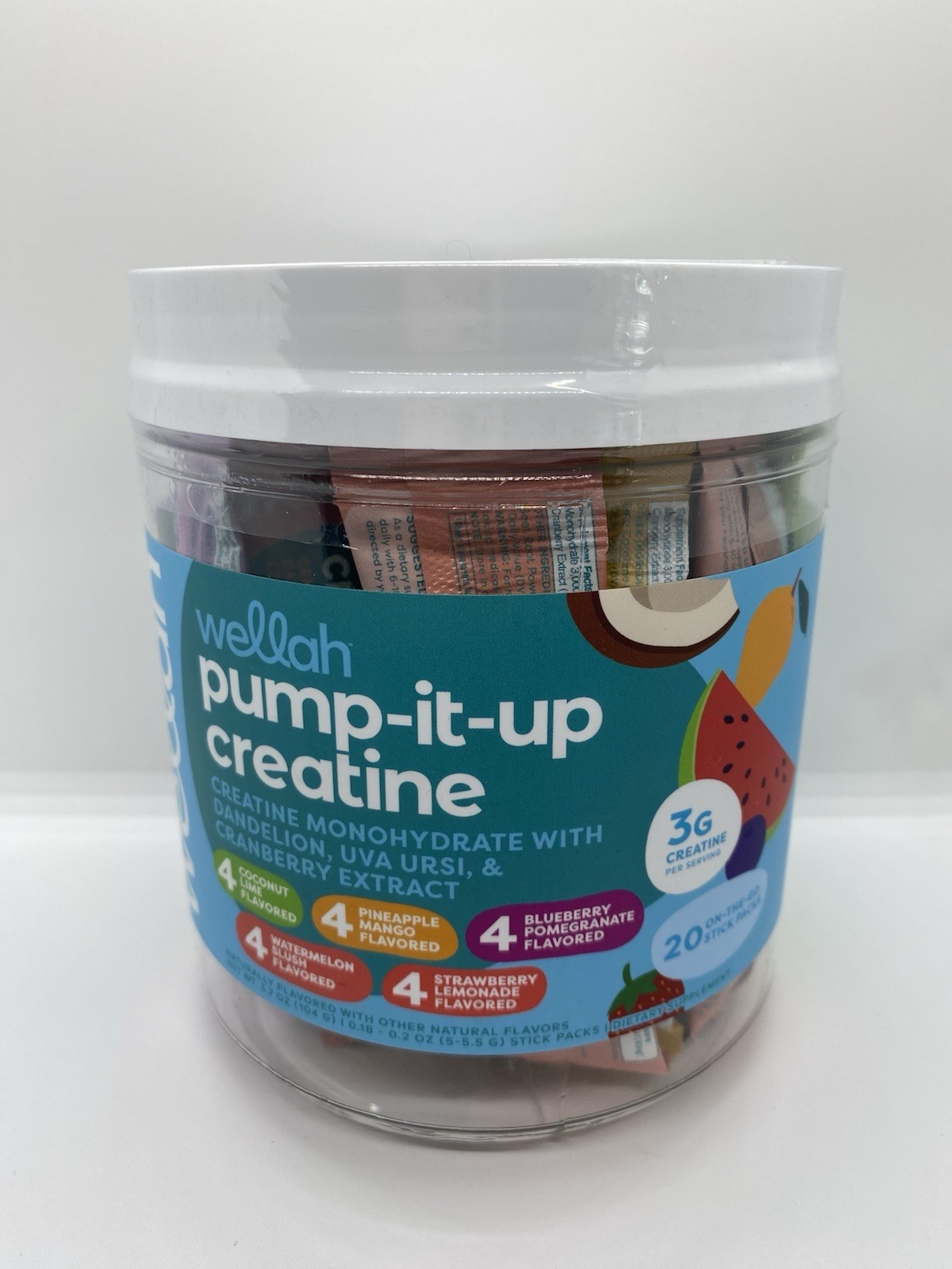 Wellah Pump-It-Up Creatine Stick Packs 20 Ct Variety Pack 3g Creatine New