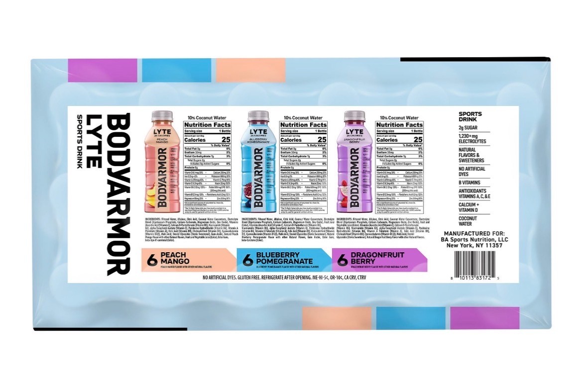 BODYARMOR BODYARMOR Lyte Sports Drink, Variety Pack, 20 fl oz, 18-count