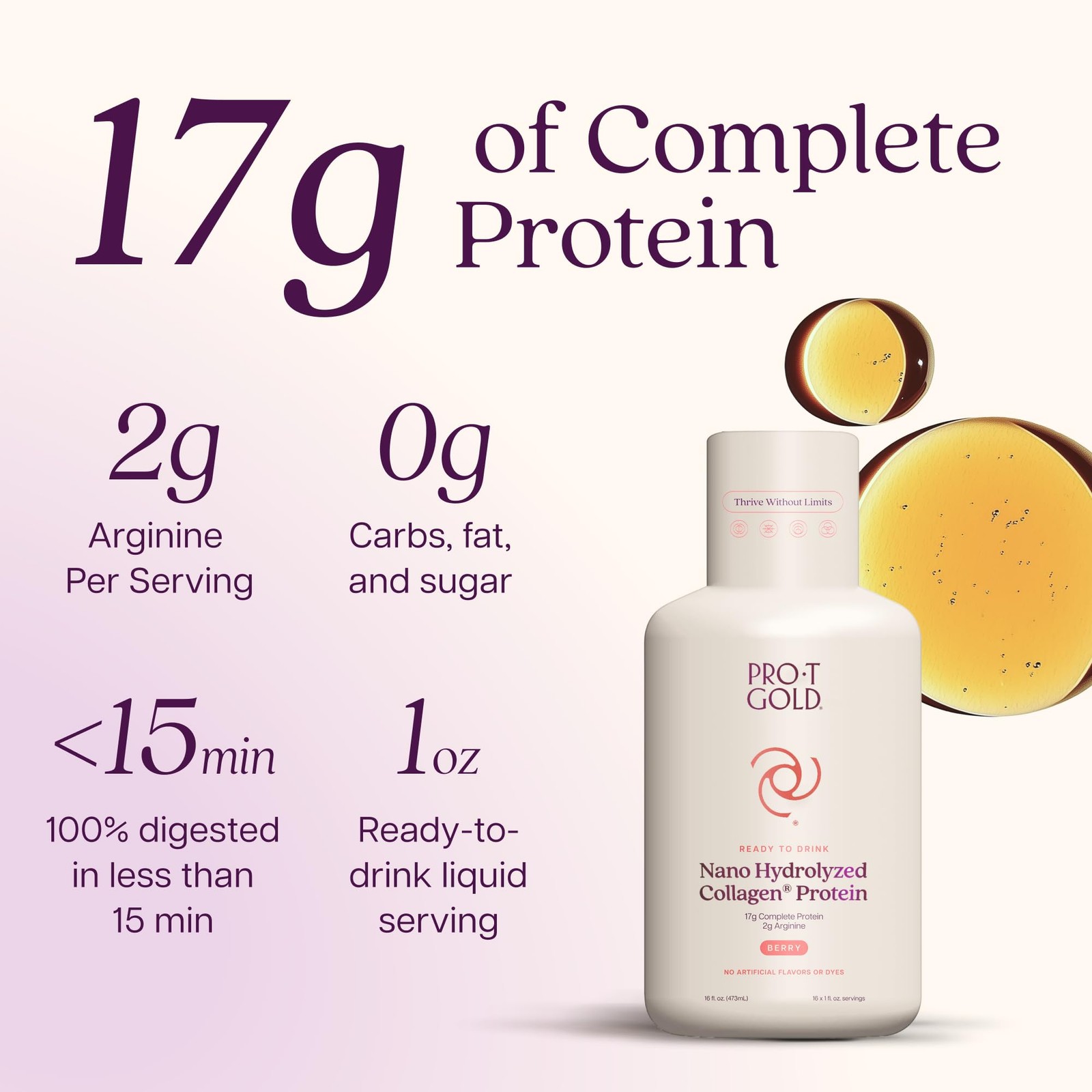 ProT Gold Liquid Collagen Protein Shot, Support for 16 Fl Oz (Pack of 1)