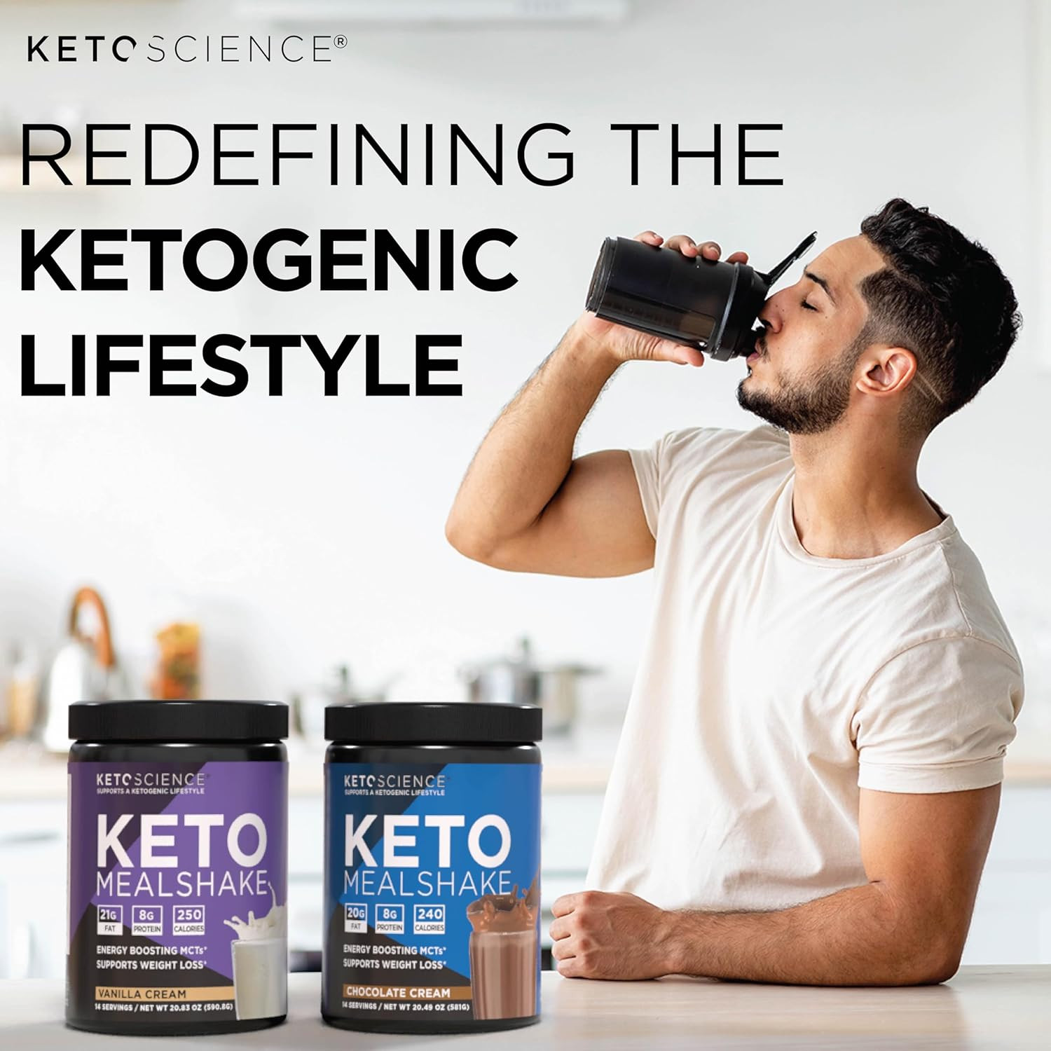 Keto Shake Powder – Chocolate Meal Replacement with MCT Oil, Collagen, Protein –