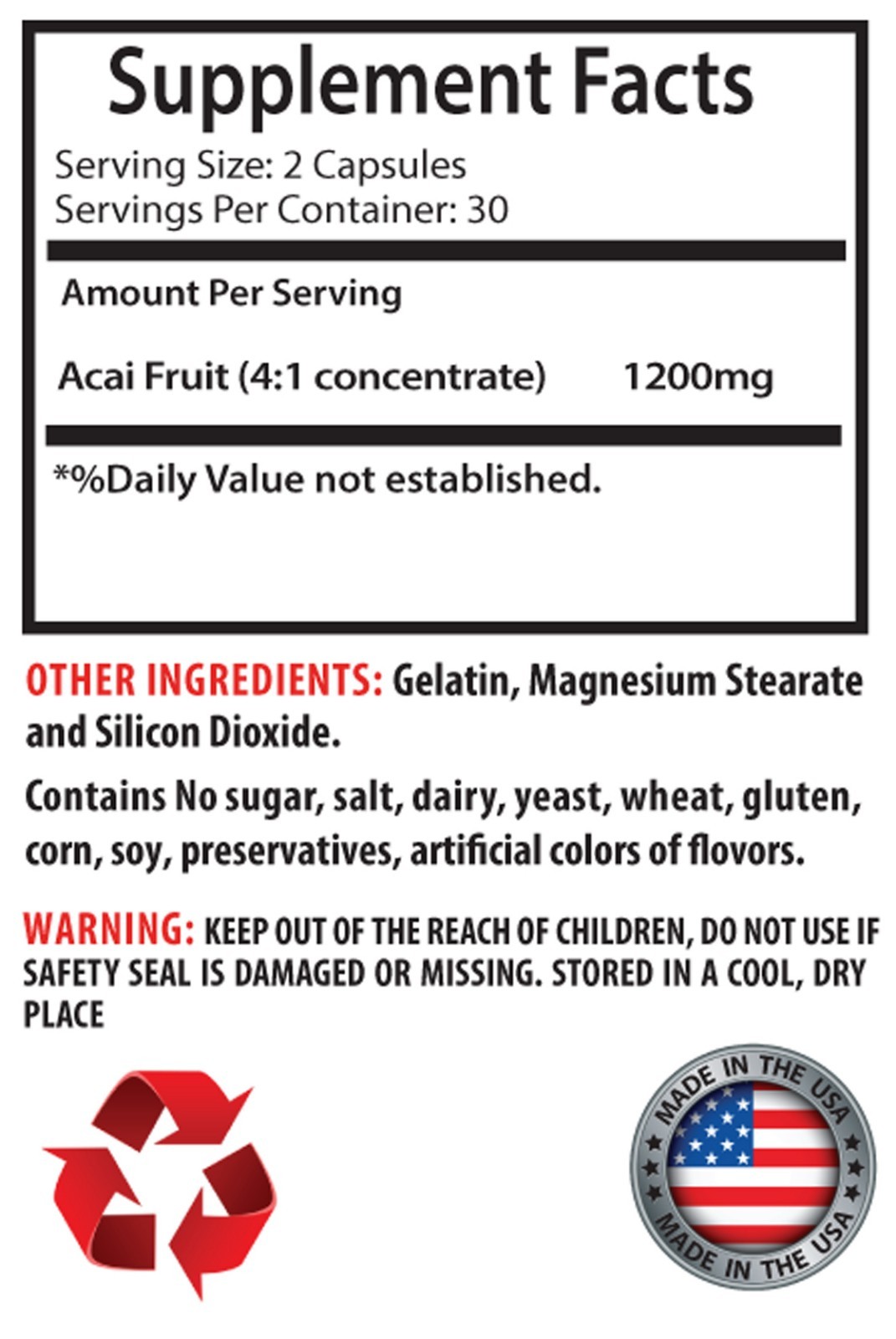 Pure Acai Berry – Acai Berry Extract 1200mg – Extreme Weight Loss Pills 1B