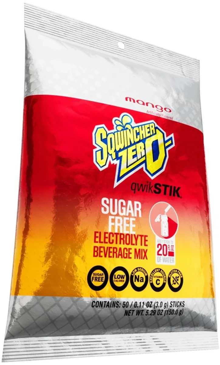 Sqwincher Sugar & Dye Free Electrolyte Hydration Sports Powder Drink Mix MANGO