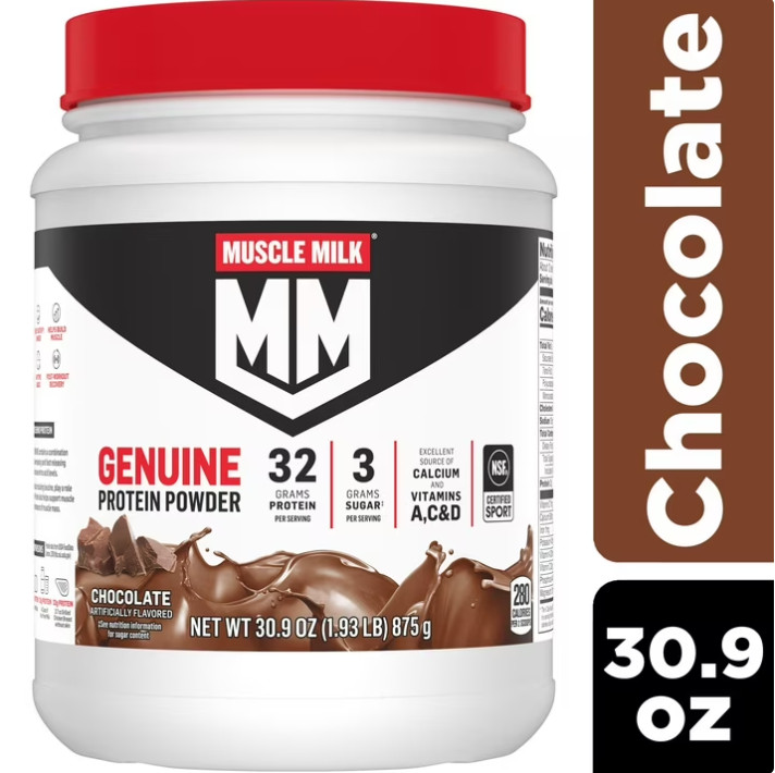 2 Pack Muscle Milk Genuine Protein Powder, Chocolate, 1.93 lbs, 12 Servs Pk