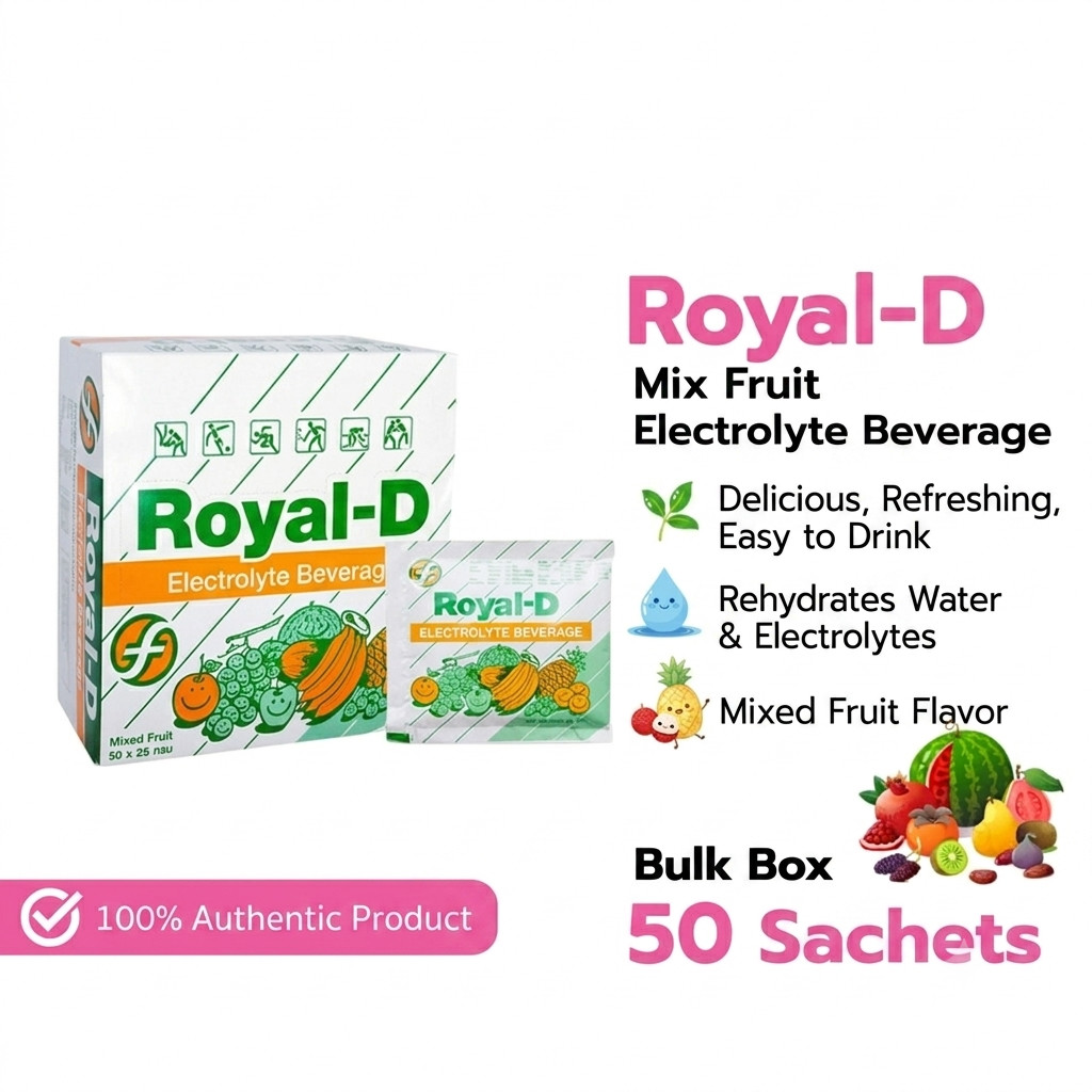 Royal-D Electrolyte Beverage Athletes Exercise Powder Drink 25g (Pack of 50)