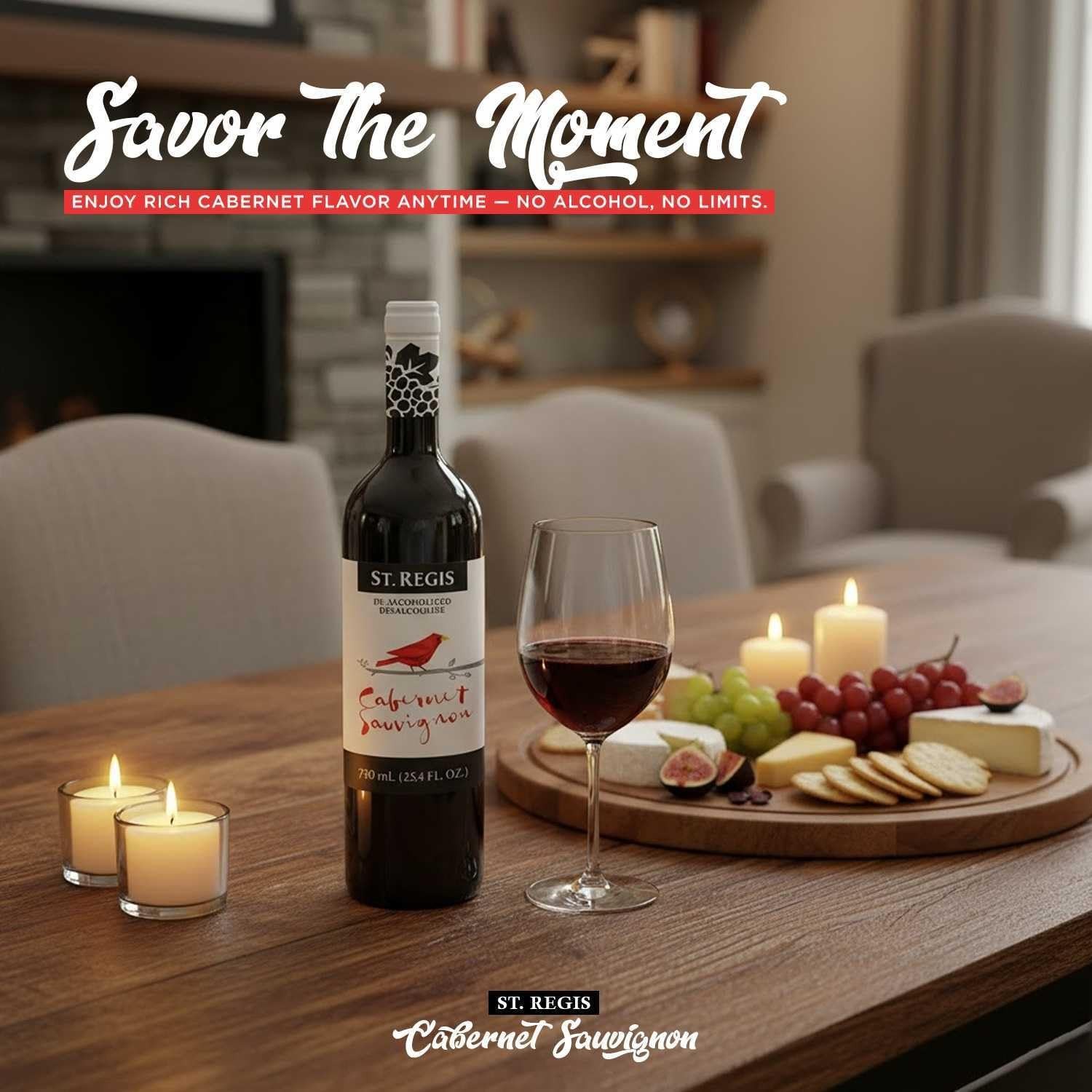 De-Alcoholized Cabernet Sauvignon Wine Bottle 25.4 Fl Oz (1 Pack) – Low Calorie