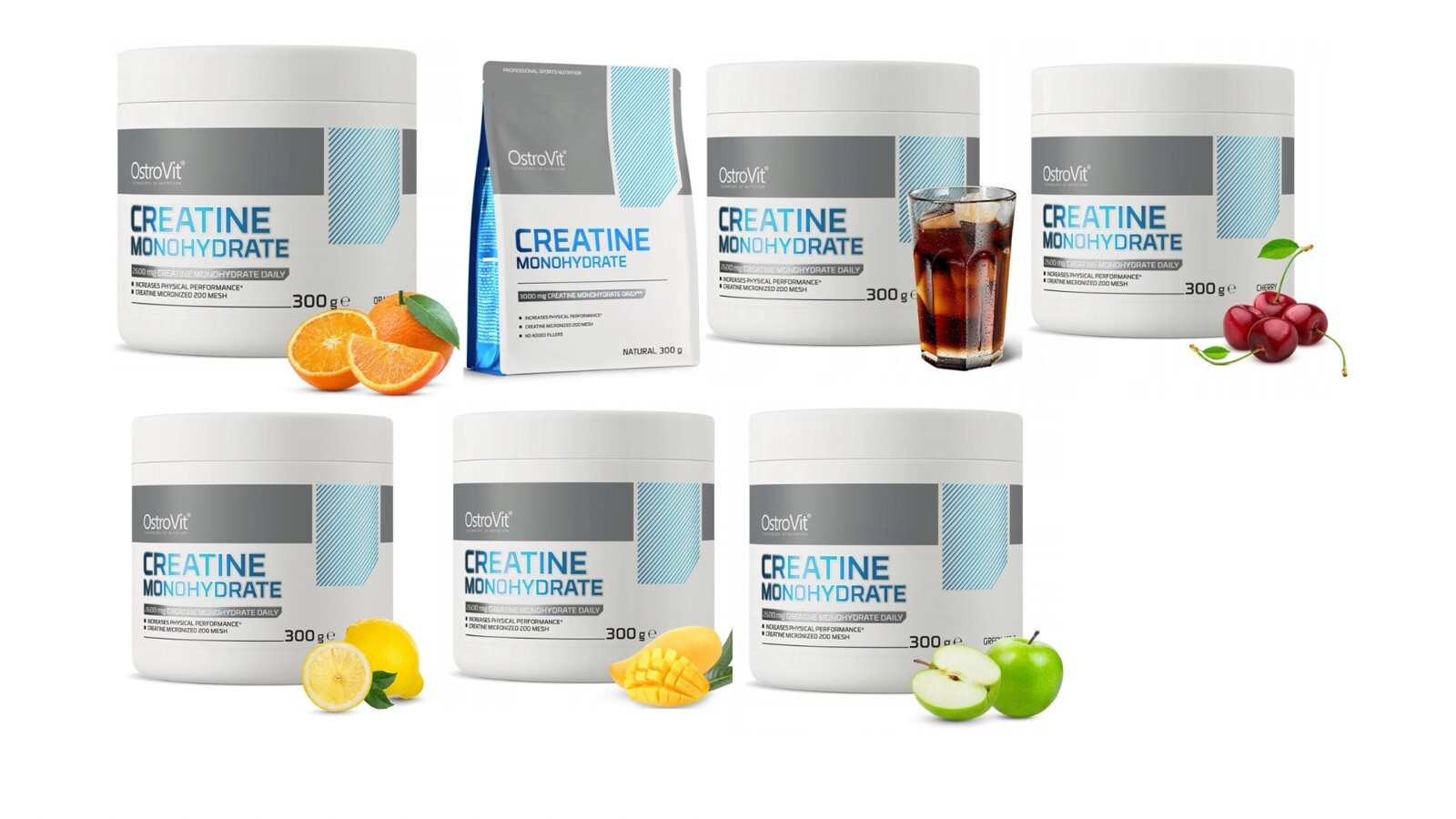 Bundle 3x OstroVit Monohydrate Creatine 300G. Multiple Flavors! Free Shipping