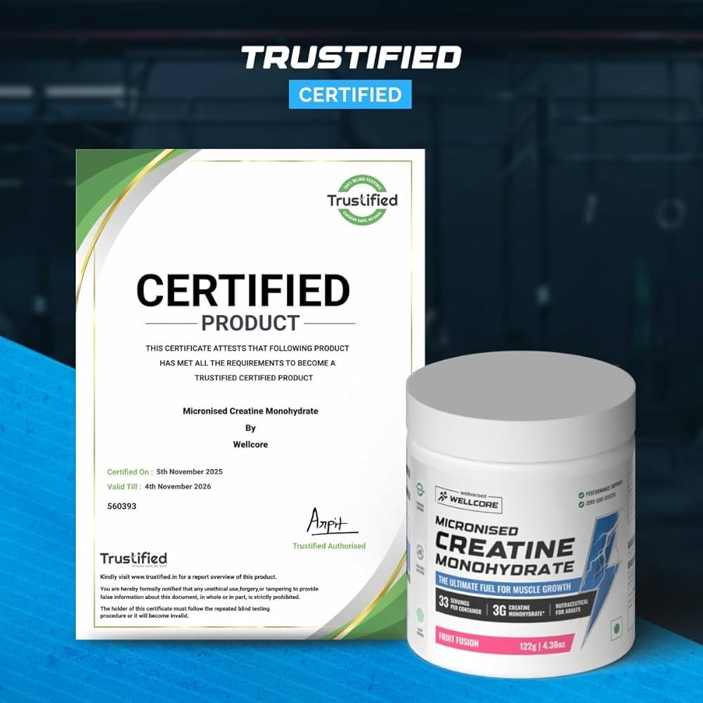 Wellcore Pure Micronised Creatine Monohydrate Enhanced Muscle strength 122 gms