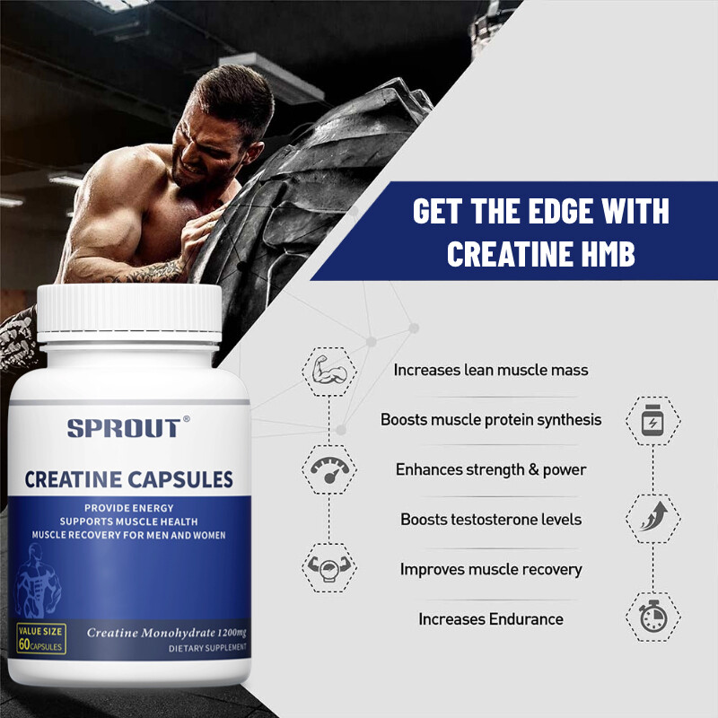 Creatine Monohydrate 60 Capsules – 1200 mg Per Serving