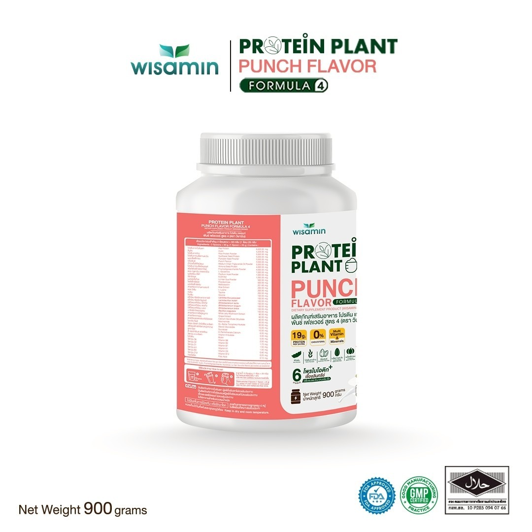 WISAMIN Plant Protein F4 Punch Flavor 900g | Organic Halal Gluten-Free Non-GMO