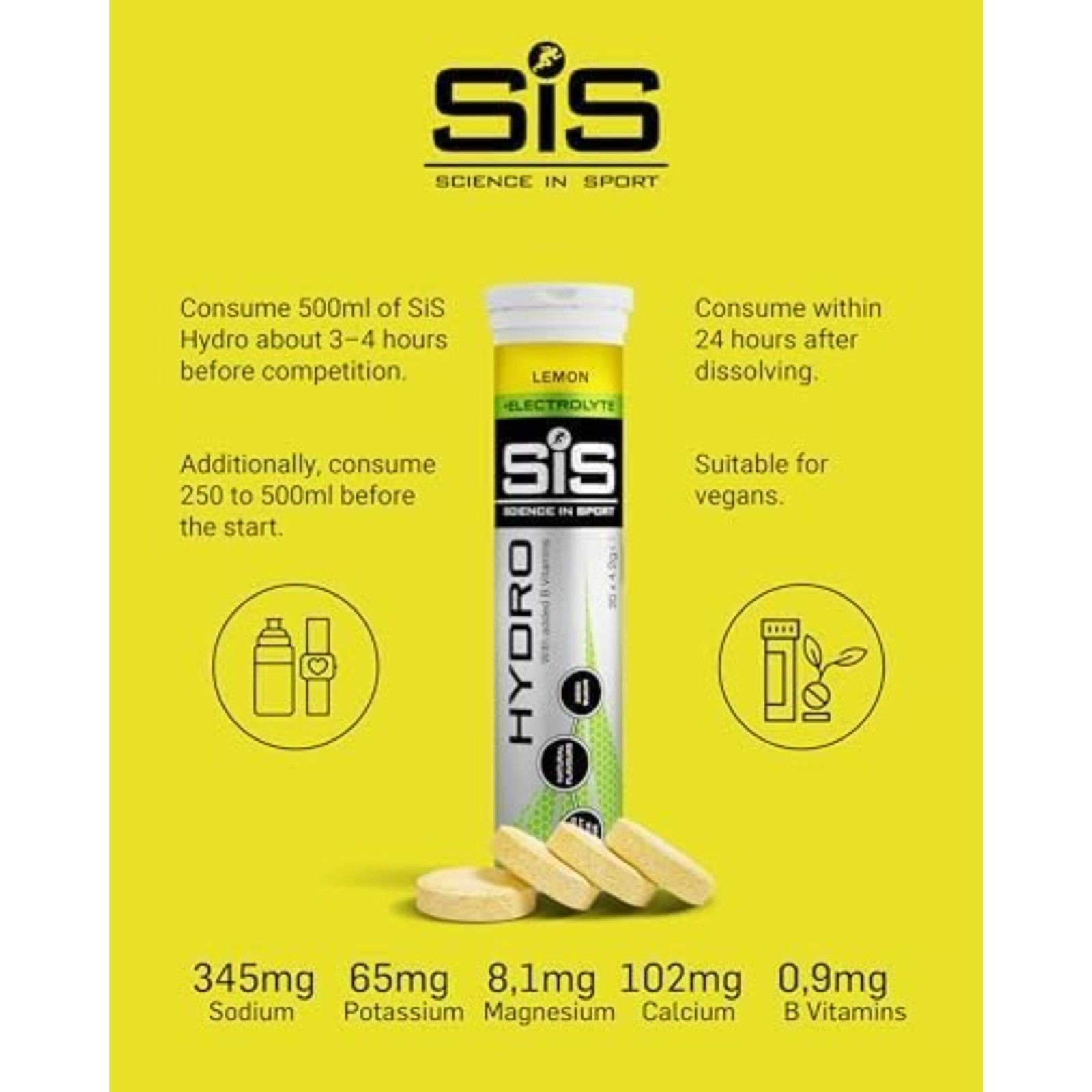 Science in Sport SiS Go Hydro Electrolyte Tablets Lemon Flavor Hydration Box
