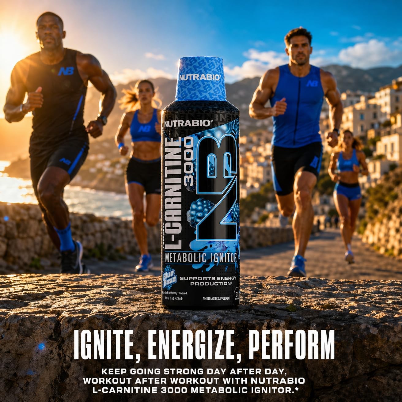 NutraBio – L-Carnitine Liquid Shots – 3000mg, 16 Fl Oz (Pack of 1), Blue