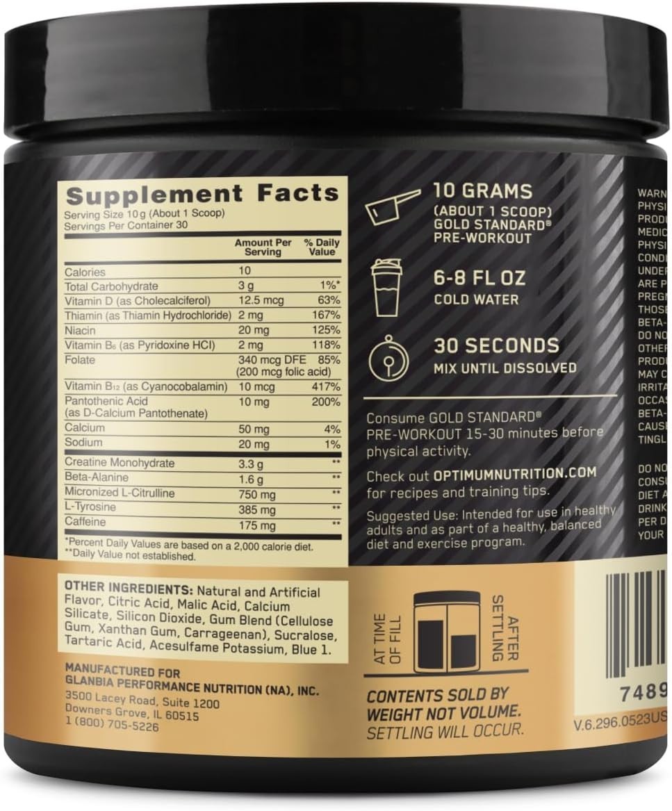 Vitamin D Infused Gold Standard Pre-Workout – 30 Servings, Creatine & Caffeine
