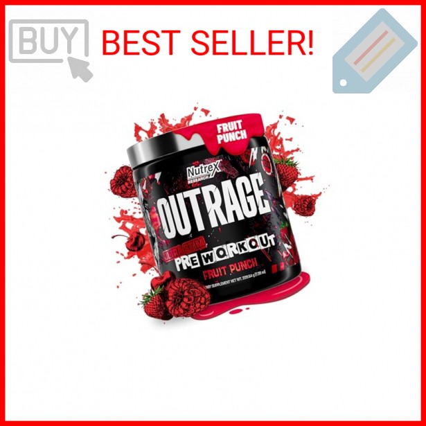 Outrage Ultra HIGH STIM Pre-Workout Powder for Men Fruit Punch | 400mg Caffeine,