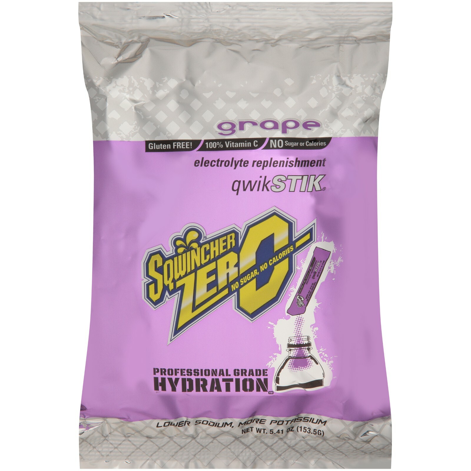 Sqwincher Zero Qwik Stik Sugar Free Electrolyte Hydration Drink Mix GRAPE 50/BG