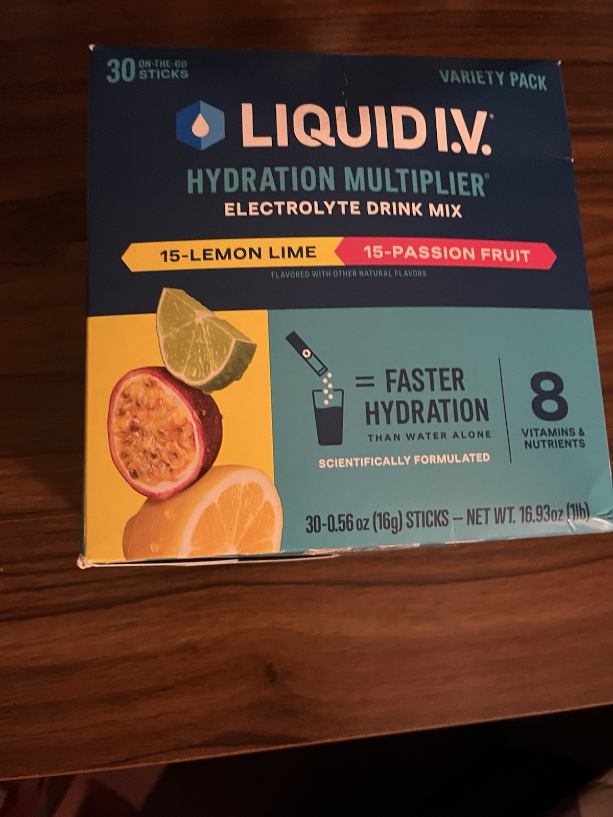 Liquid I.V. Hydration Multiplier Variety Pack 30 Sticks Lemon Lime Passion