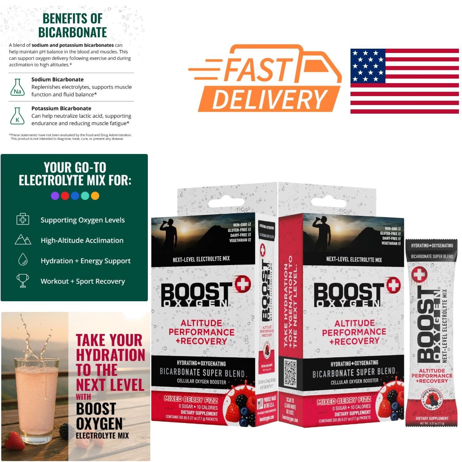 Electrolyte Hydration Packets 12 Pack Mixed Berry Flavor Support Recovery