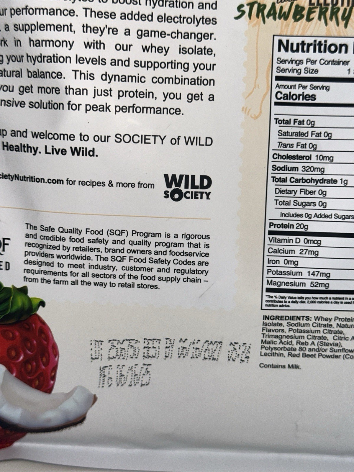 Wild Society Clear Whey Protein Isolate 16 Servings, Strawberry Coconut