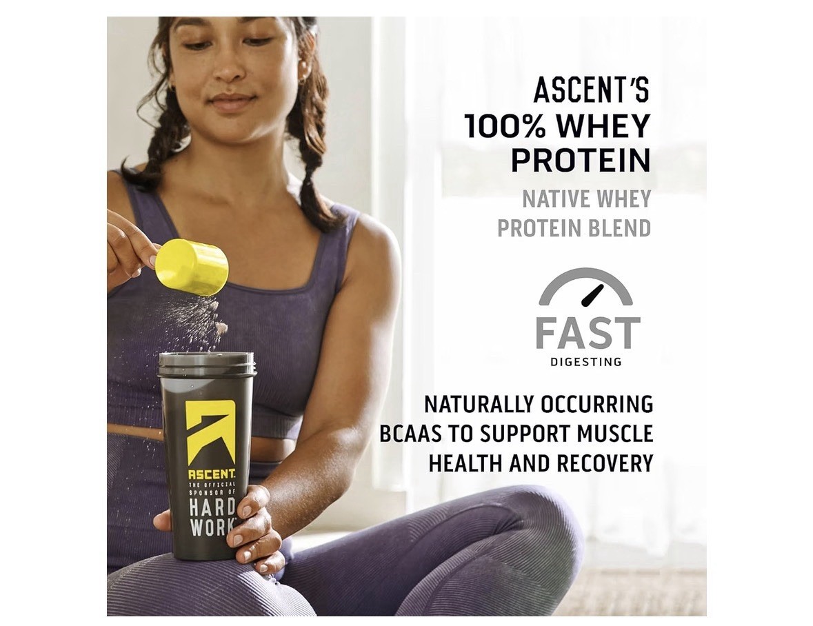 Ascent 100% Whey, Native Whey Protein Blend, UNFLAVORED (4.25 Pounds)