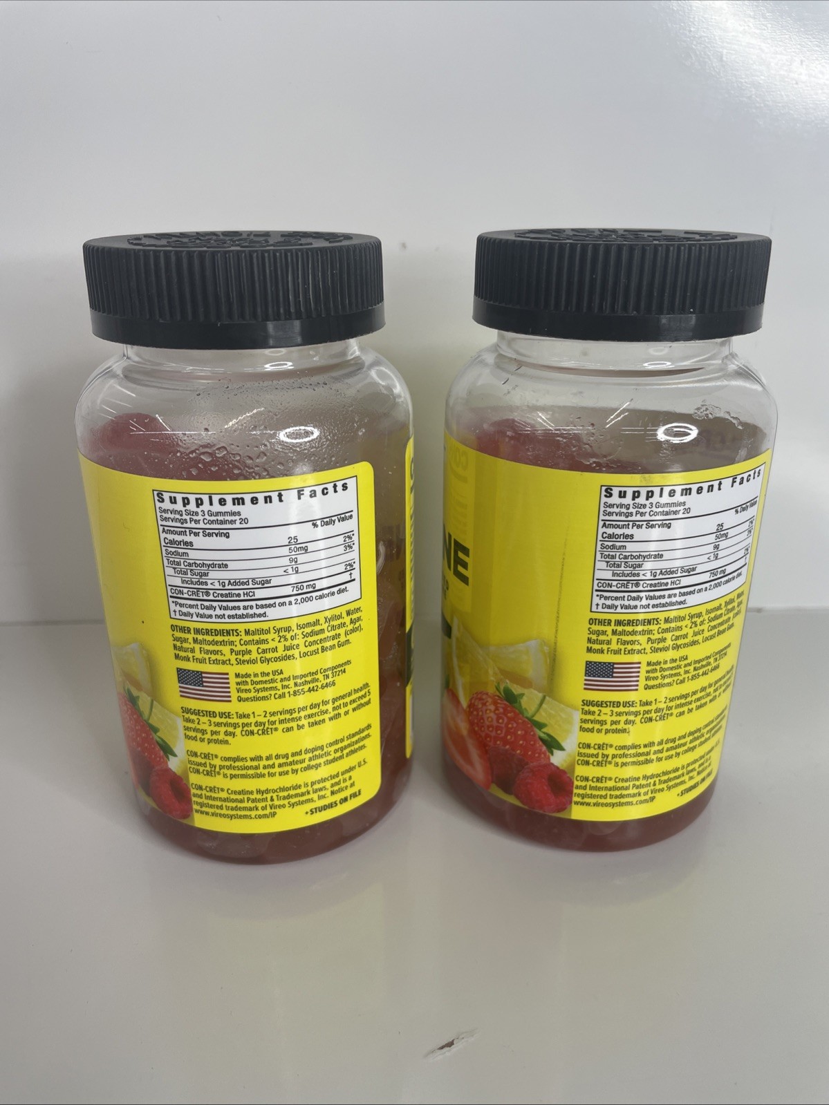 2 Pack CON-CRET Creatine Gummies Berry Zing Flavor, 60 Count Each BBD 12/26