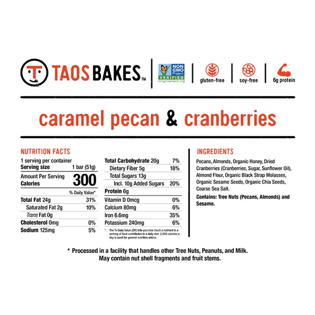 Taos Bakes Caramel Pecan Energy Bars – Gluten-Free, Non-GMO, Natural Trail