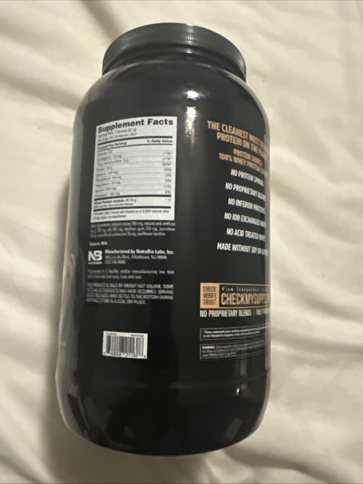 NutraBio WHEY PROTEIN ISOLATE 2 lb (30 Servings) Choc Peanut Butter. Exp 03/2027