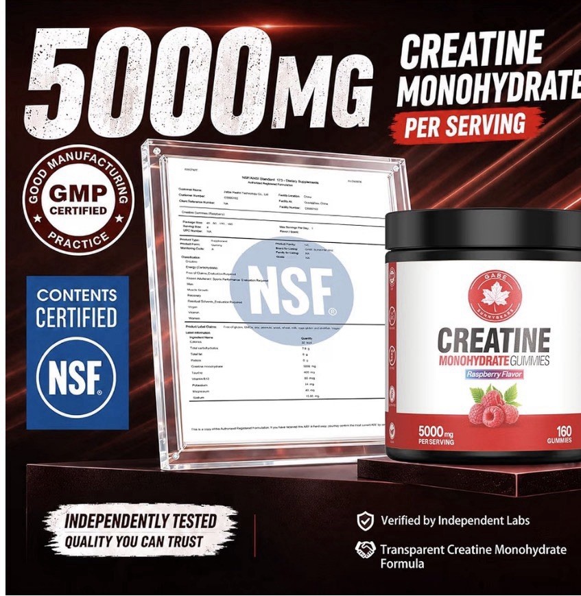 GABE Sunnybear Creatine Monohydrate Gummies Raspberry 160 Ct 5000mg Vegan