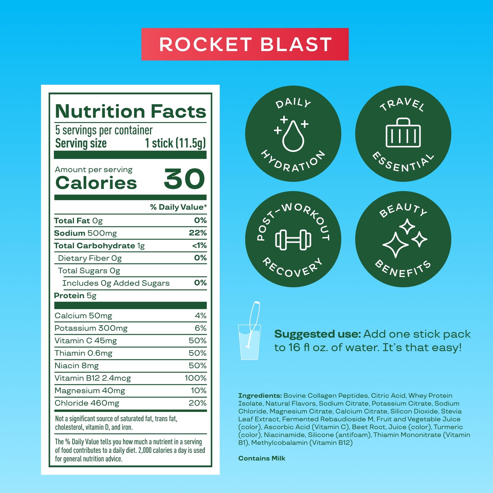 Bloom Nutrition Bloom Daily Hydration Electrolyte Powder Packets Collagen 5G