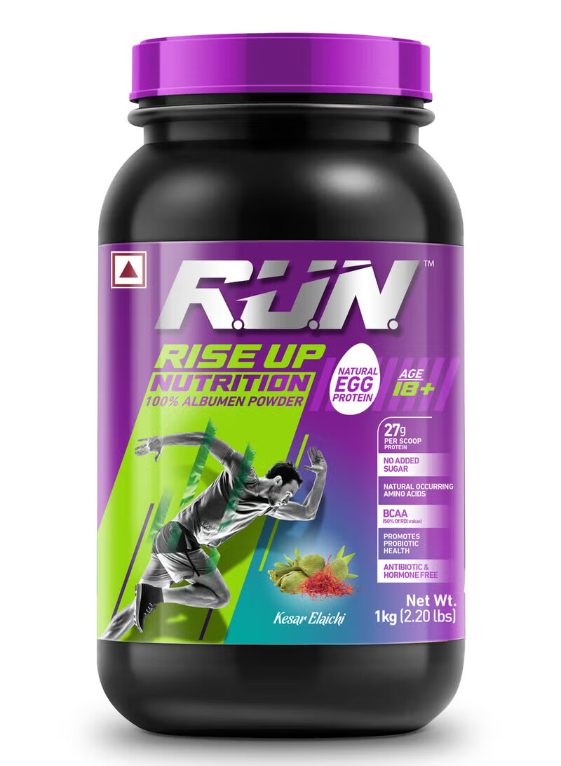 RUN Natural Egg White Protein Powder, 27g Protein, Lactose Free, 2.20 lbs/1 kg