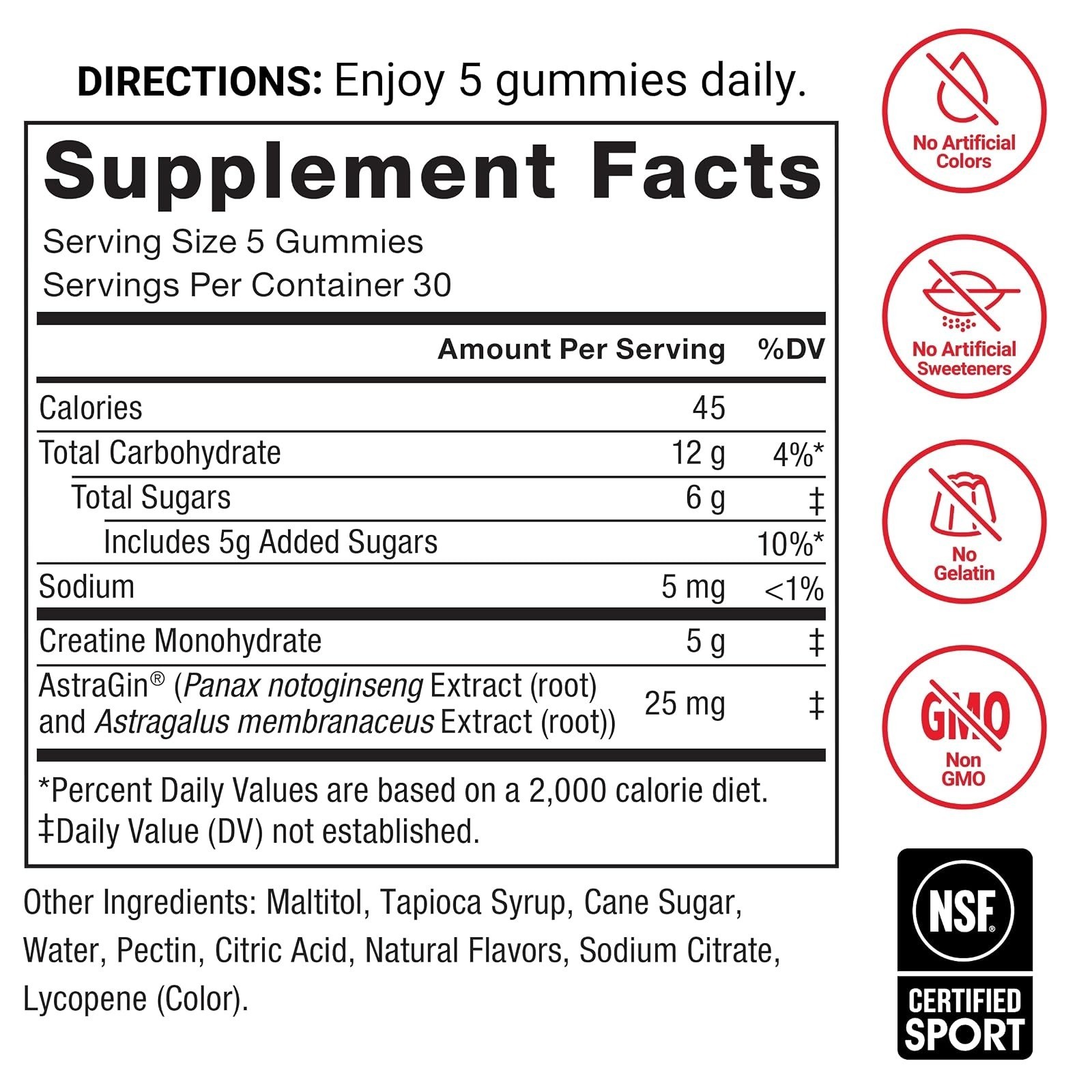 Force Factor Creatine Monohydrate Gummies – 150 Count, Watermelon Flavor