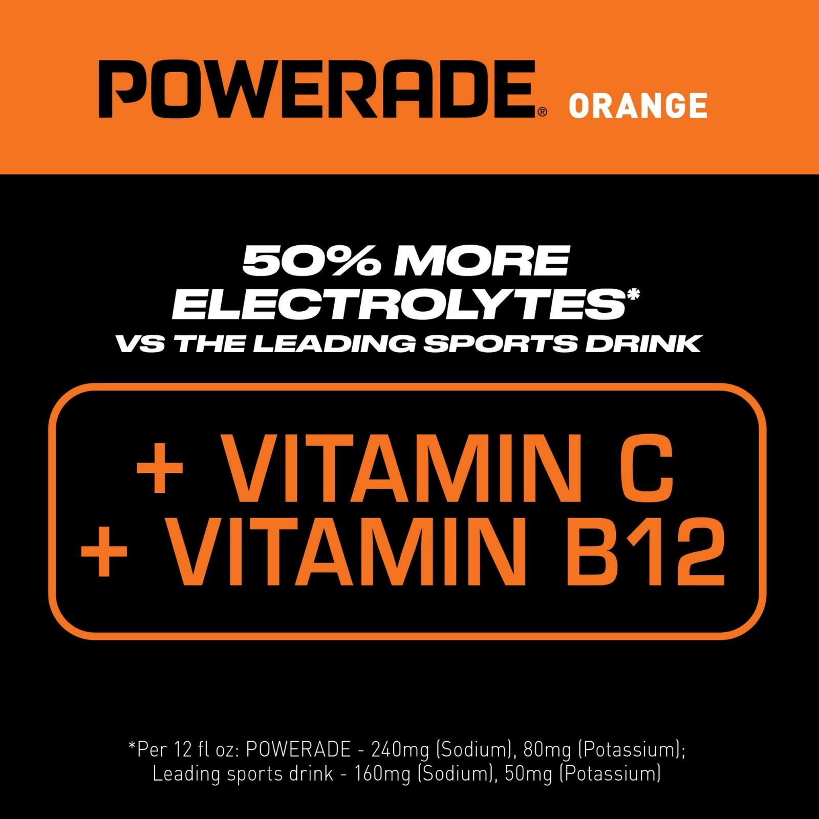 POWERADE Electrolyte Enhanced Orange Sport Drink, 20 fl oz, 8 Count Bottles