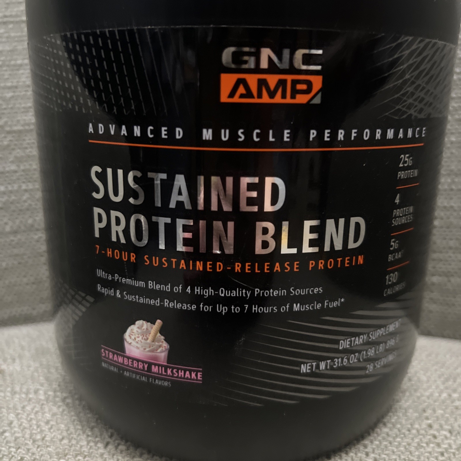 GNC Amp Sustained Protein Blend – Strawberry Milkshake – 1.98 LB