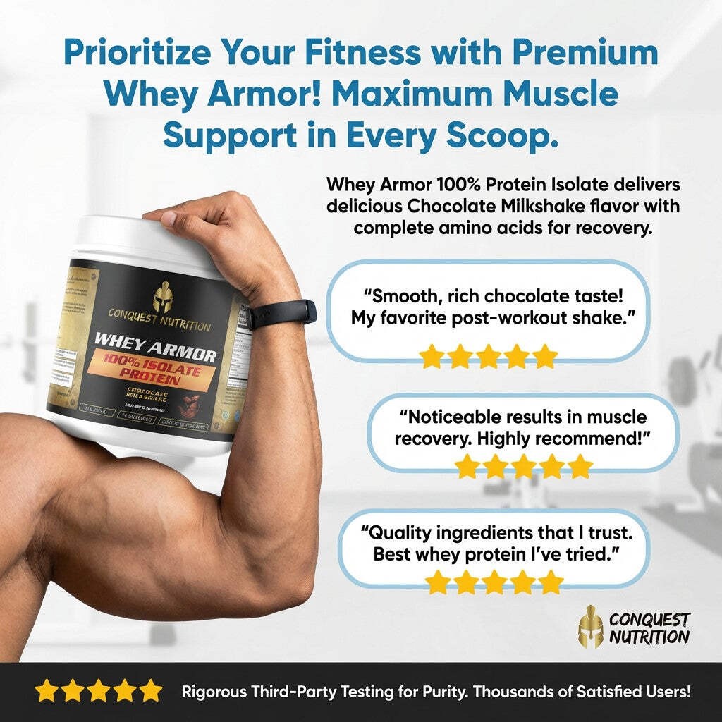 Conquest Whey Armor 100% Whey Isolate Chocolate 1lb Protein Powder Recovery