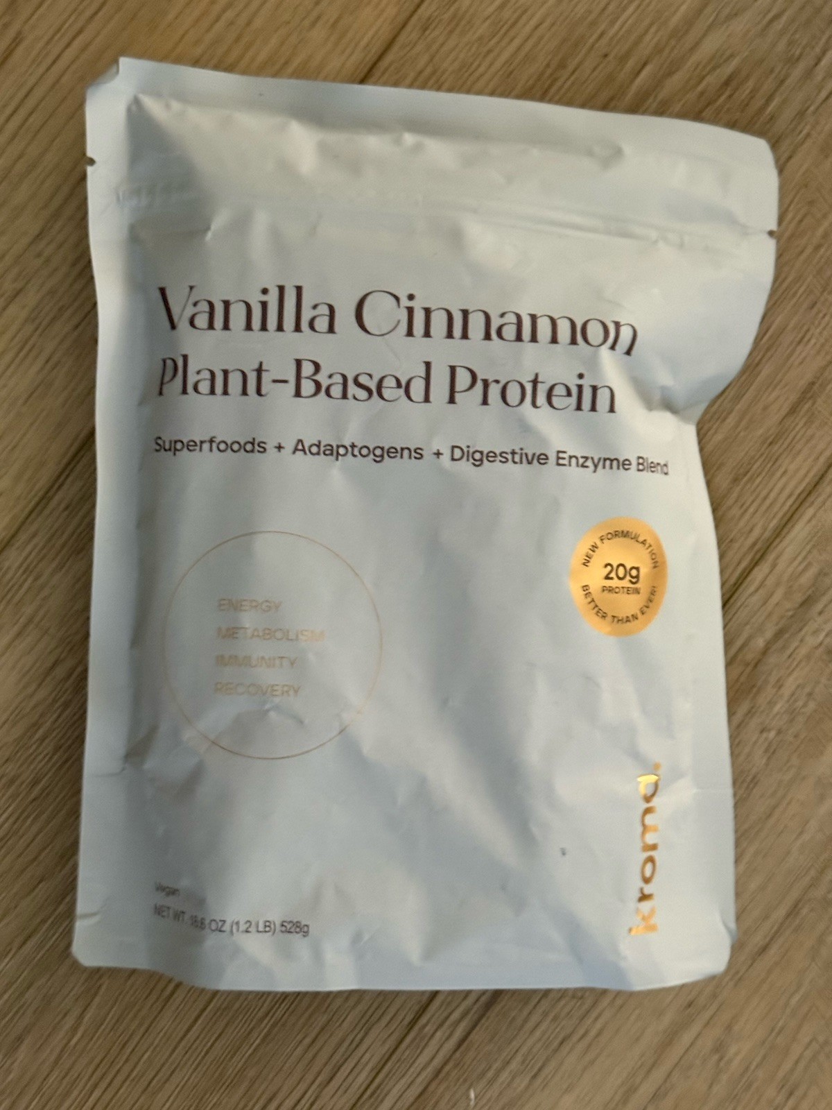 Kroma Vanilla Cinnamon Plant-Based Protein Powder Vegan Gluten-Free 528g