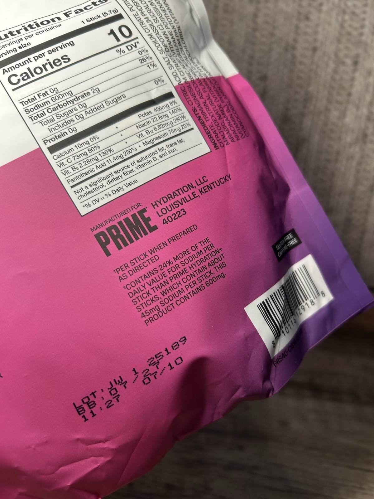 PRIME Hydration Berry Citrus Rush Powder Sticks 16 Count Exp 07/2027