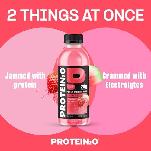 Protein2o Whey Protein Isolate Drink, Strawberry Watermelon, 16.9oz, 12 Count