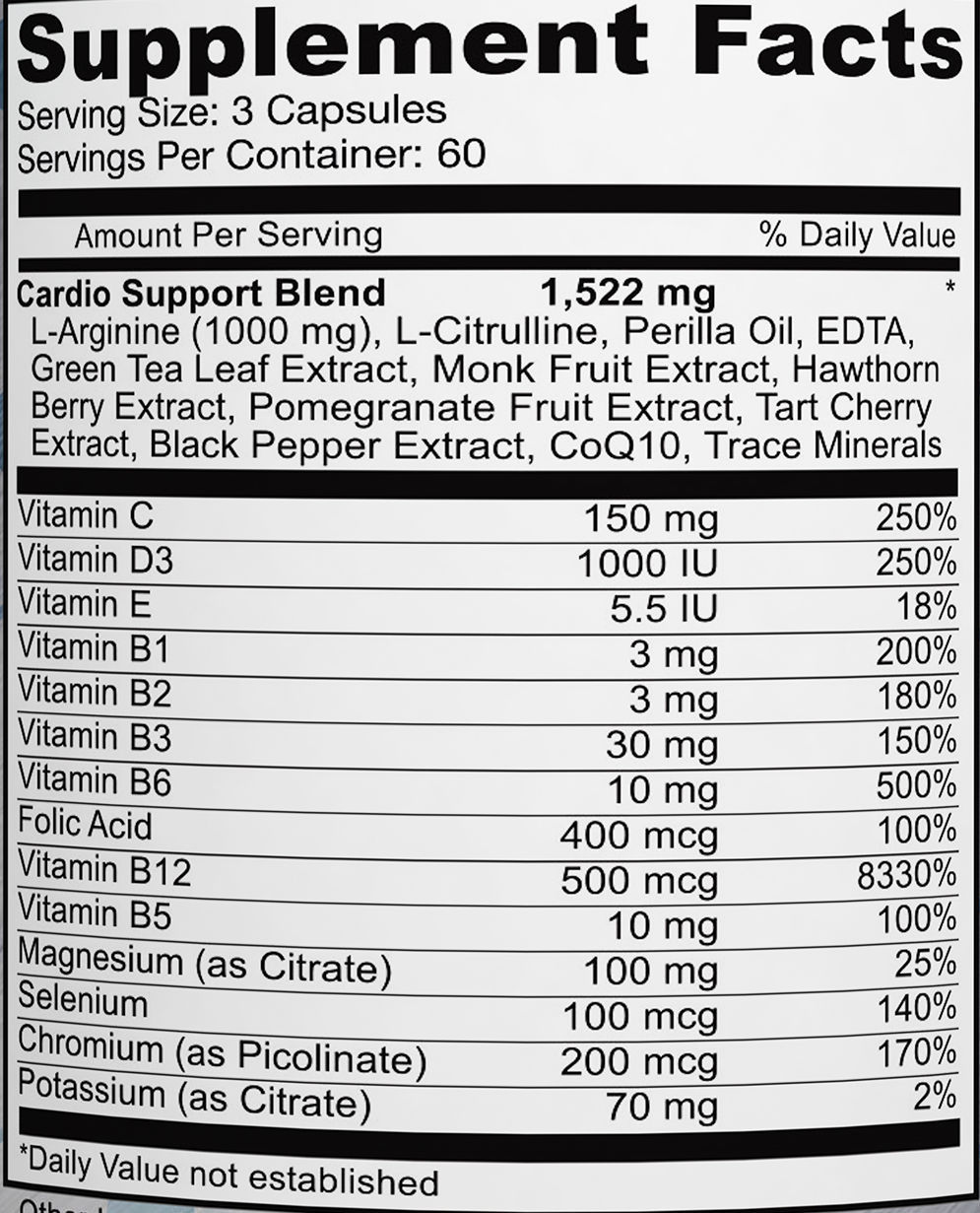 Two Pack Cardio Complete Nitric Oxide Booster 180 Caps Multi-Ingredient Formula!