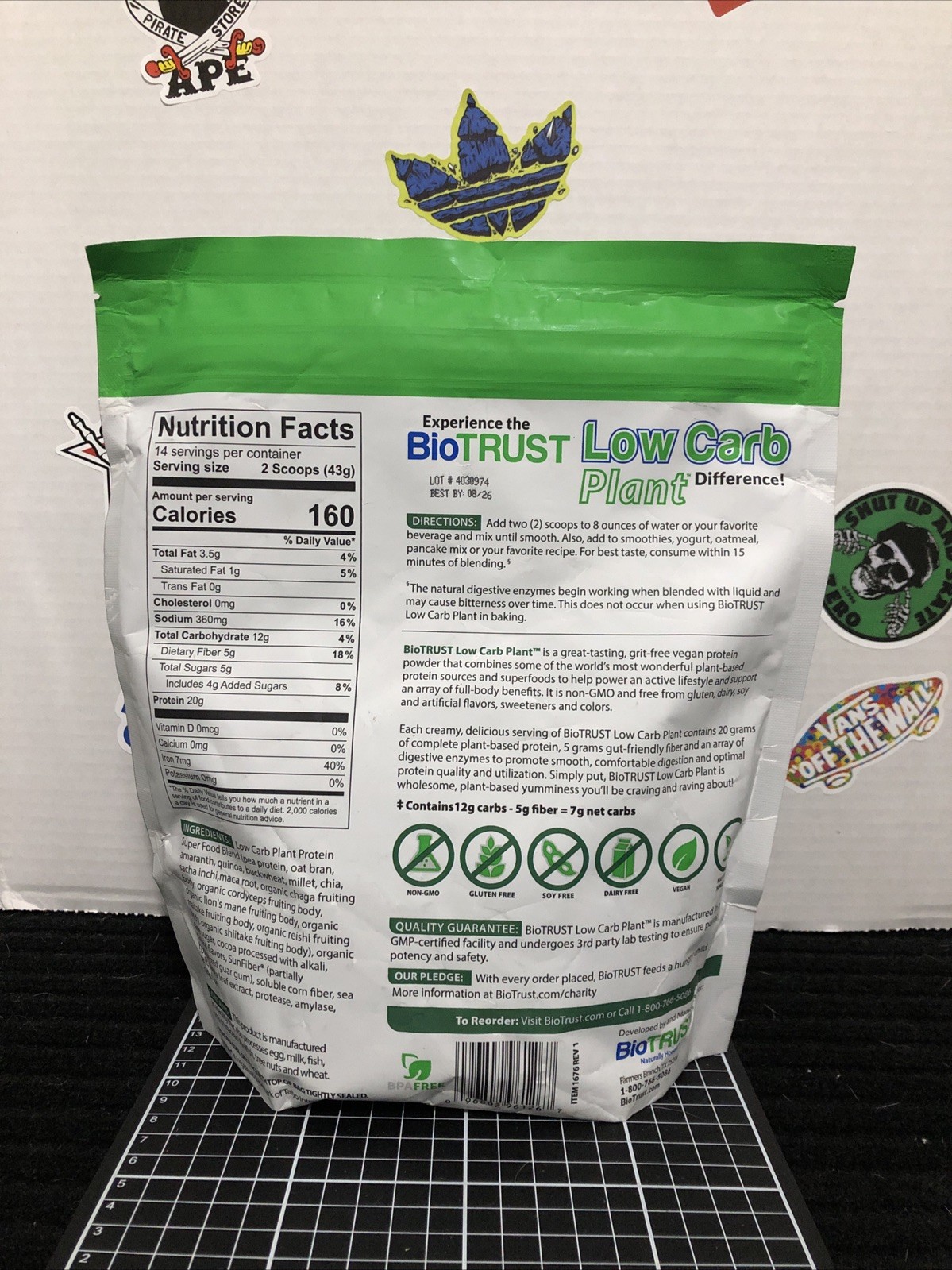 BioTrust Low Carb Plant, Delicious, Creamy, 20 Grams of Clean, Complete BB 8/26
