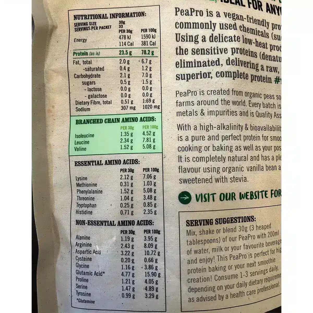 Protein Supplies Australia, Pea Protein Vanilla, 1kg