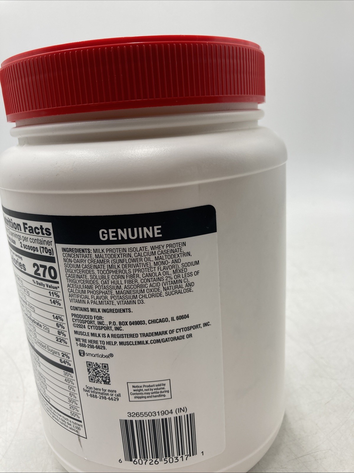 Muscle Milk Genuine Protein Powder, Vanilla Crème, EXP 08/26